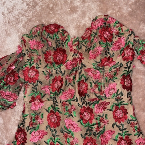 For Love and Lemons- Amelia Strapless Minidress Red Floral Sz Small - Picture 2 of 4